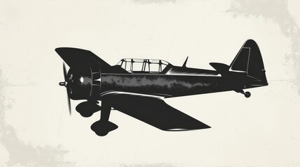 Iconic plane flat design side view symbolic representation theme water color black and white