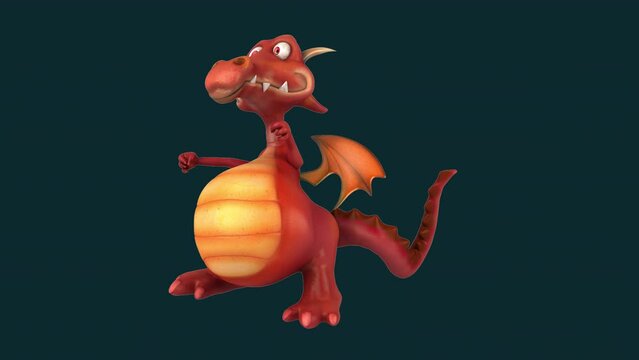 Fun 3D cartoon dragon dancing (with alpha channel)
