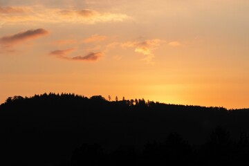 Beautiful view of trees against sunset sky