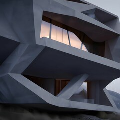 Fototapeta premium Illustration of a modern house at sunset