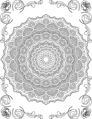 Printable Mandala Coloring Page for Adults. Educational Resources for School for Kids. Adults Coloring Book. Mandala Coloring Activity Worksheet.