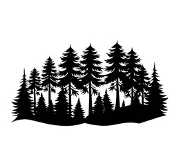 Obraz premium winter forest vector silhouette.forest silhouette vector