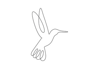 Hummingbird continuous one line art vector illustration