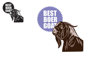 GREAT BOER HEAD LOGO, silhouette of great ram vector illustrations
