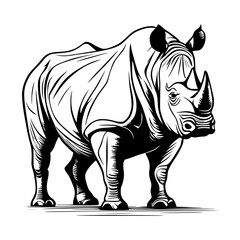 Vector illustration of a Rhino in front of a white background © Wirestock