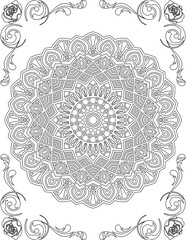 Printable Mandala Coloring Page for Adults. Educational Resources for School for Kids. Adults Coloring Book. Mandala Coloring Activity Worksheet.