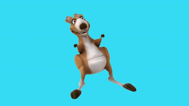 Fun 3D cartoon kangaroo dancing (with alpha channel)