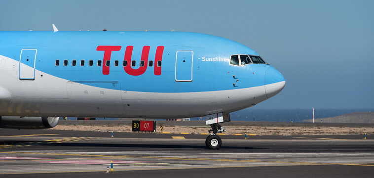 Tenerife, Spain may 4st, 2024. TUI Airlines Boeing 767-304(ER). Image of a TUI Airlines plane taxiing at Tenerife