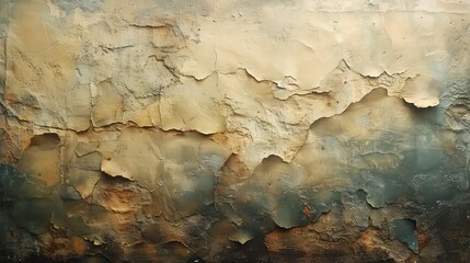 Texture of old rustic wall covered with yellow and brown stucco background