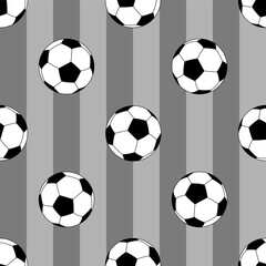 vector retro pattern with soccer balls on a monochrome background. Football balls on the lawn