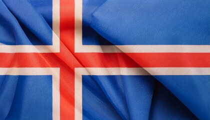 Fototapeta premium Fabric and Wavy Flag of Iceland