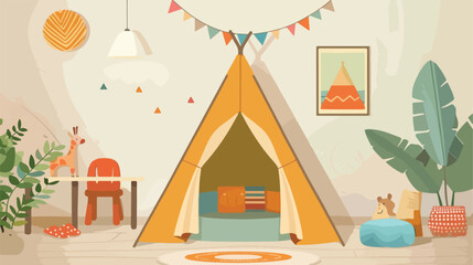 Cozy play tent for kids in child room Vector style vector