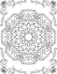 Printable Mandala Coloring Page for Adults. Educational Resources for School for Kids. Adults Coloring Book. Mandala Coloring Activity Worksheet.
