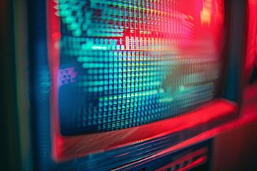 Texture resembling a retro TV screen, featuring scanlines and pixelation. Retro TV screen textures offer a nostalgic and vintage backdrop