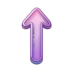 A purple arrow pointing up in a cute, icon style with a simple and minimalistic design on a transparent background, cute cartoon illustration icon clip art