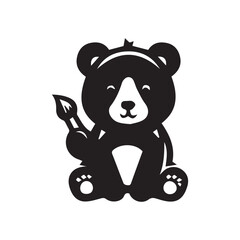 monochrome panda image playing