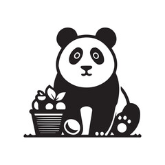 monochrome panda image playing