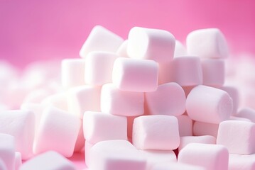 Obraz premium Delicate Marshmallow pink background. Snack sugar. Generate Ai