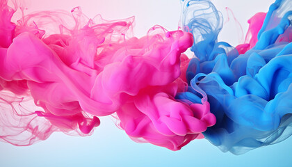 Color ink splash. Mysterious illusion. Pink smoke