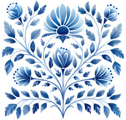 Rustic blue tile watercolor seamless pattern. Pattern of azulejos tiles