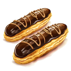 Clipart illustration of eclairs on a white background. Suitable for crafting and digital design projects.[A-0003]