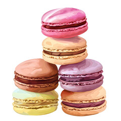 Clipart illustration of macarons on a white background. Suitable for crafting and digital design projects.[A-0002]