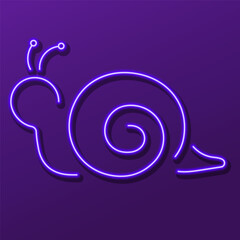 snail neon sign, modern glowing banner design, colorful modern design trend. Vector illustration.