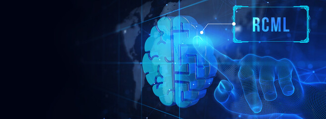 Robot Control Meta Language technology concept. RCML. 3d illustration
