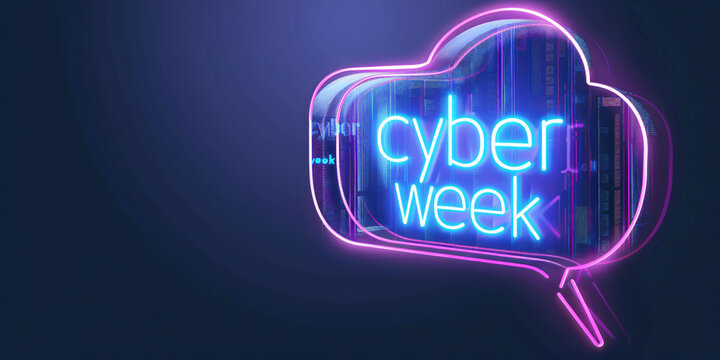 Cyber Monday Glitch Banner. Cyberpunk-Style Promotion with Distorted Text and Glowing Effects

