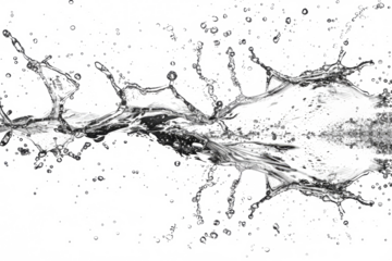 Water splashes and drops isolated on transparent background. Abstract background with water wave