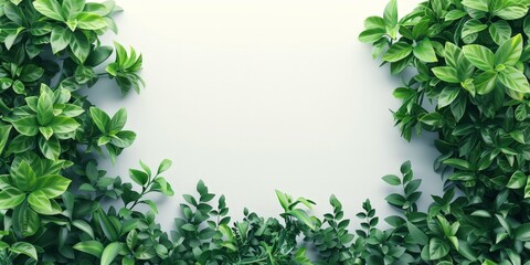 a decoration made from lush green plants in a right angle on a white backgournd, UHD, ultra-realism, 4K,