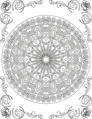 Printable Mandala Coloring Page for Adults. Educational Resources for School for Kids. Adults Coloring Book. Mandala Coloring Activity Worksheet.