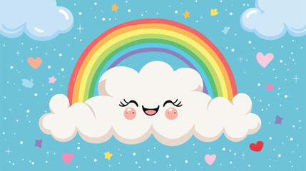 Cute cloud rainbow and hearts. Lovely cute cloud 