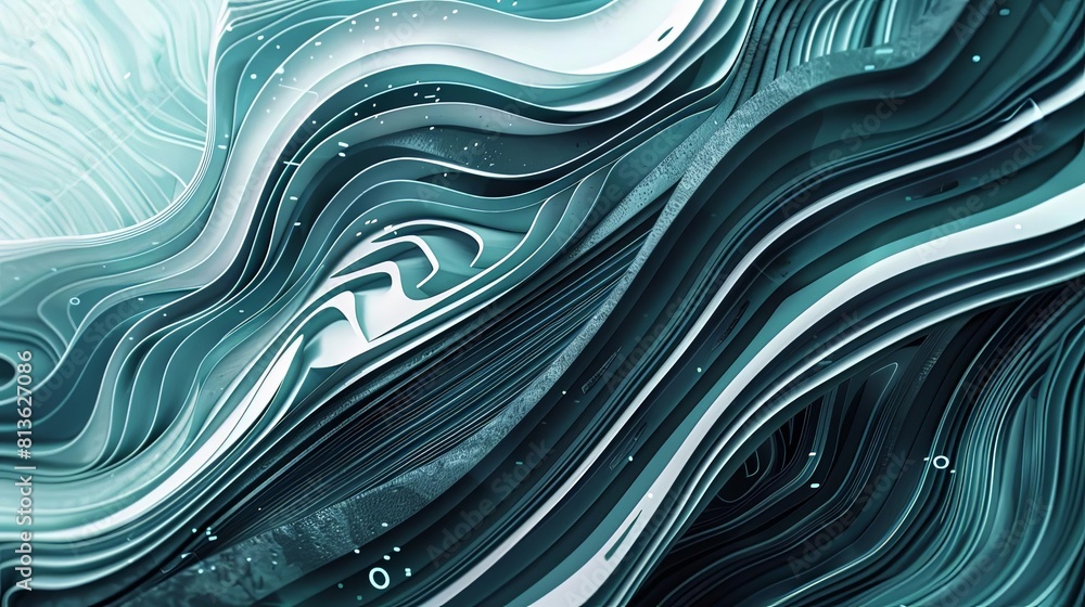 Poster abstract forms in wave patterns on a blue background