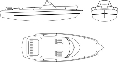 vector illustration sketch design drawing of fast boat marine vehicle for international competitions  © ibu
