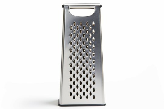 Textured Metal grater isolated on white. Kitchen object handle steel cooking. Generate Ai