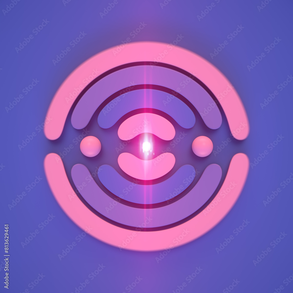 Aufkleber Abstract digital illustration with smoothly intertwining geometric shapes. Symmetrical background. 3d rendering