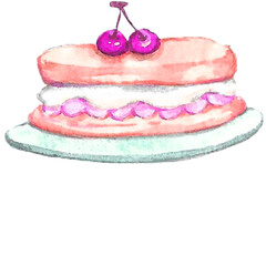 Watercolor dessert transparent background.