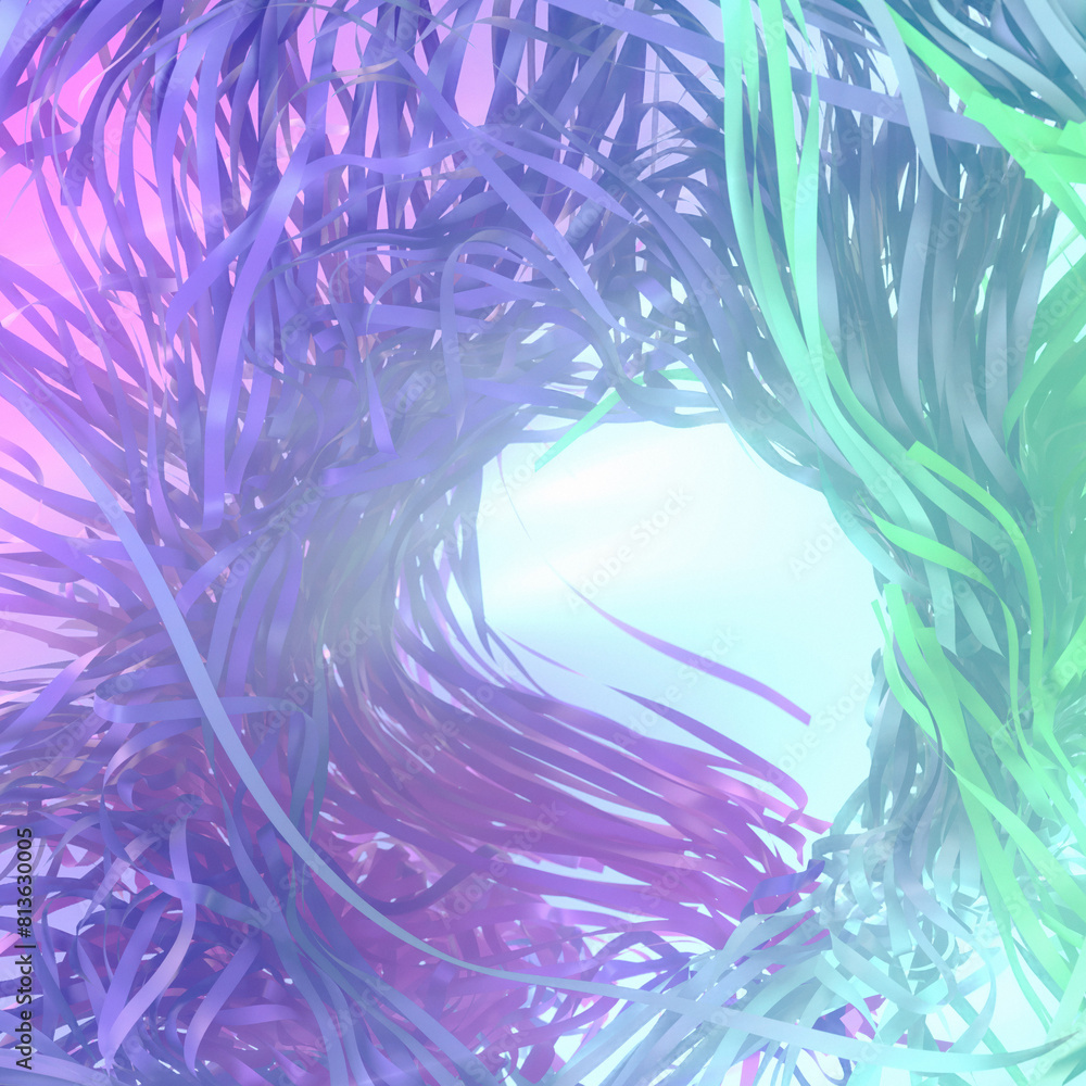 Aufkleber Swirling abstract design of intertwining ribbons of fabric. 3d rendering digital illustration