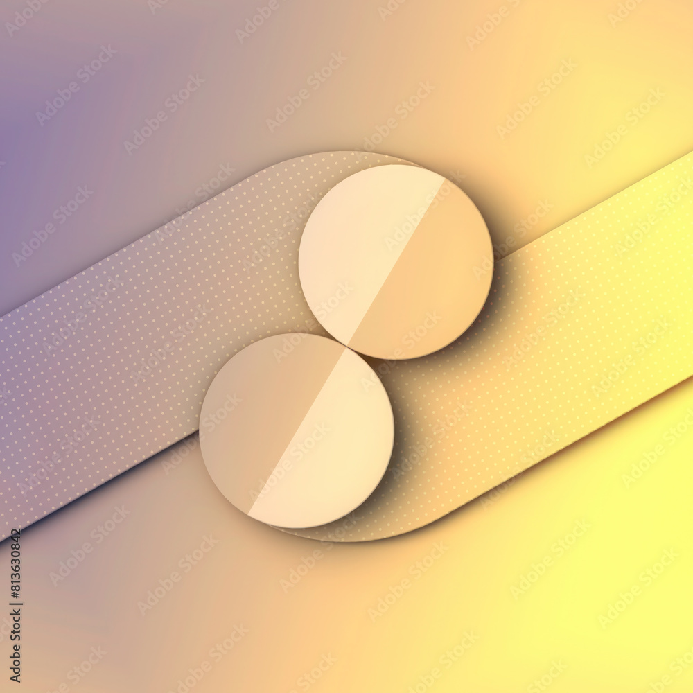 Aufkleber Stylized minimalistic digital illustration of simple geometric objects with yellow-purple gradient fill. 3d rendering