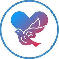 Vector Design Dove with Heart Icon Style