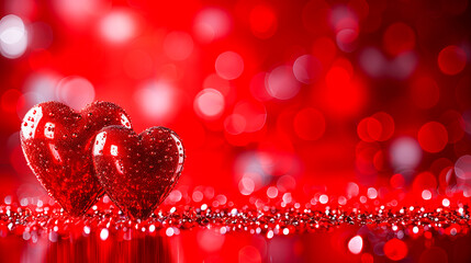 Obraz premium Sparkling red hearts for valentine's day celebration