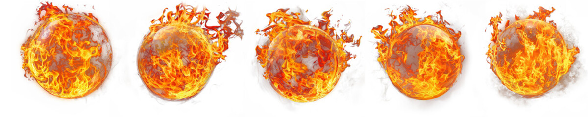 Five fiery abstract egg illustrations on white