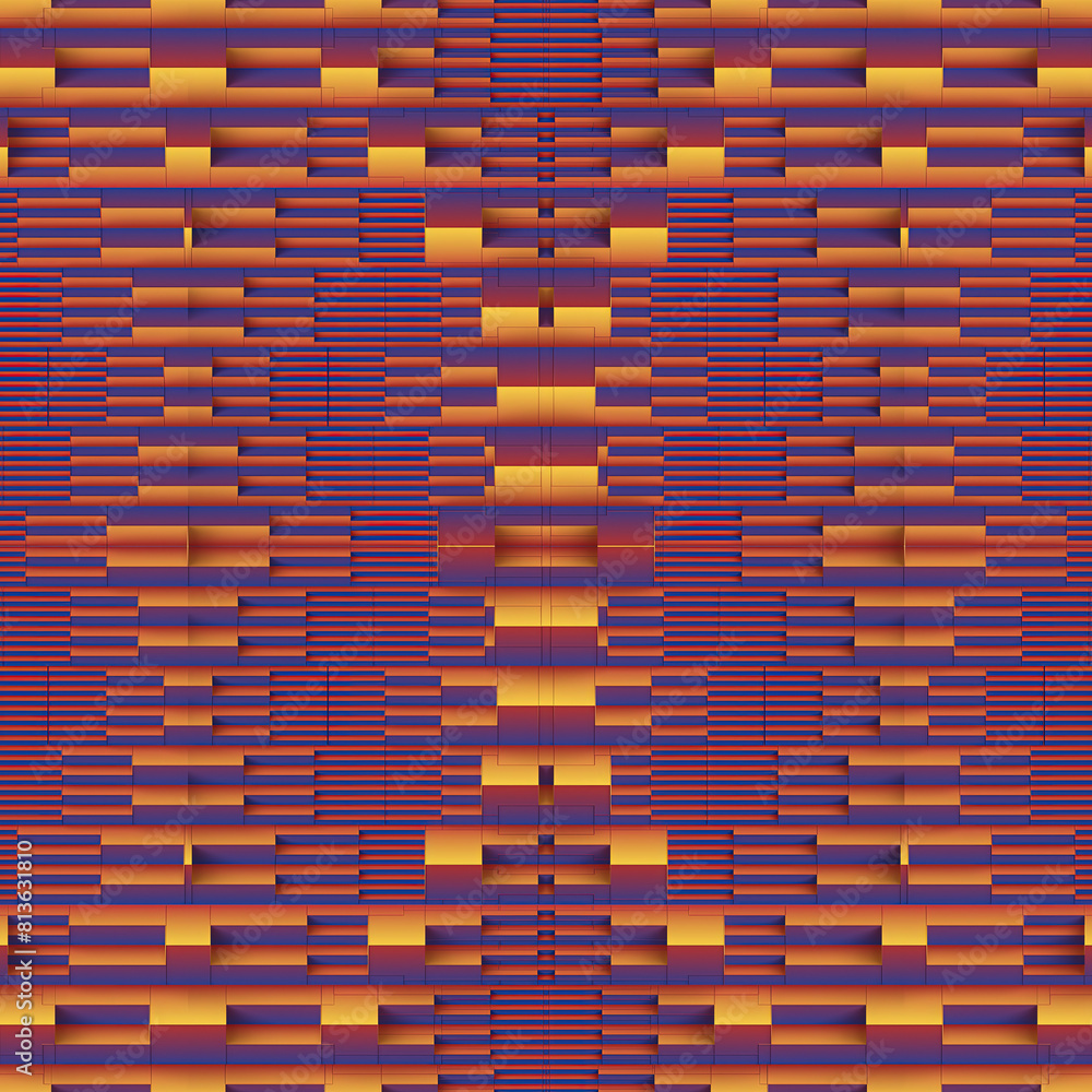Leinwandbilder wave 3d rendering digital illustration of complex geometric pattern with trendy color combination