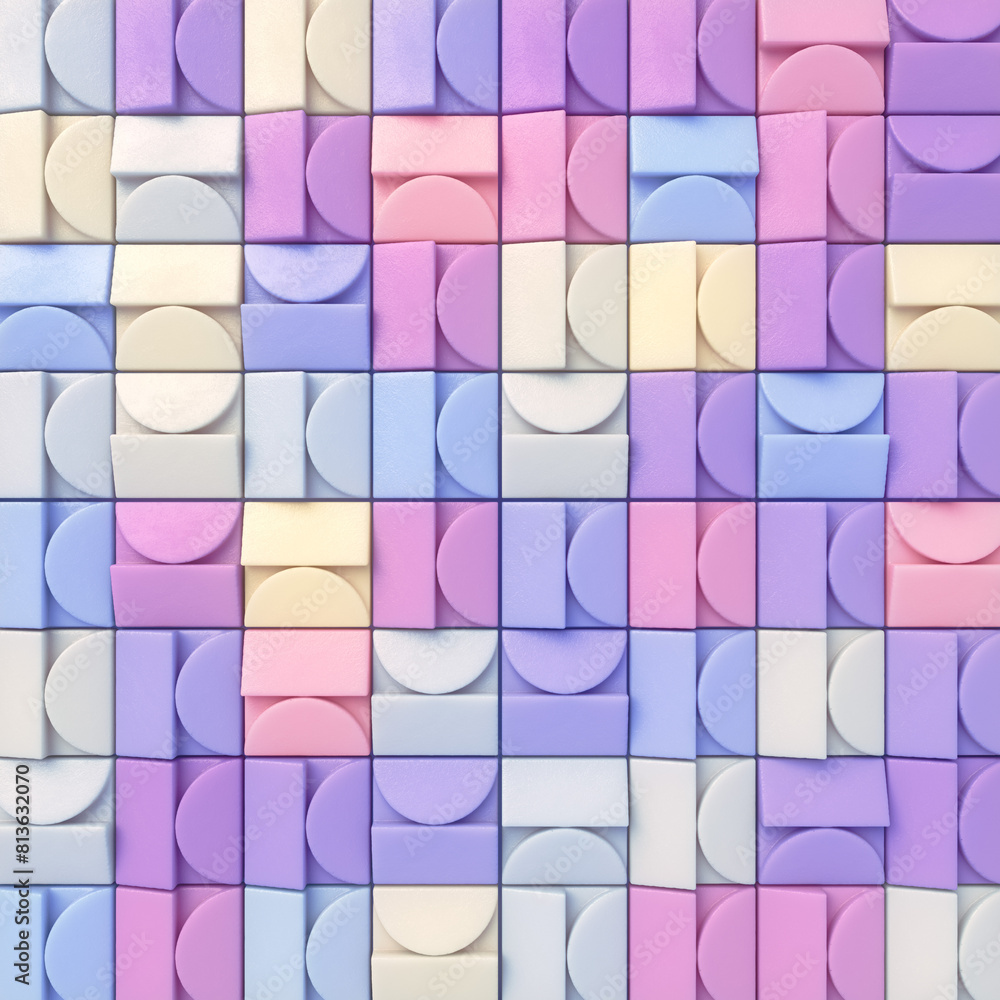 Aufkleber Geometric pattern consisting of a grid of squares in different shades. 3d rendering digital illustration