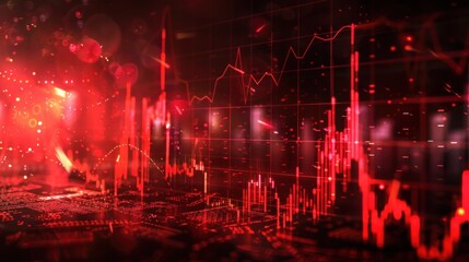 Global economic red stock market business chart panic sell concept background. Generated AI image