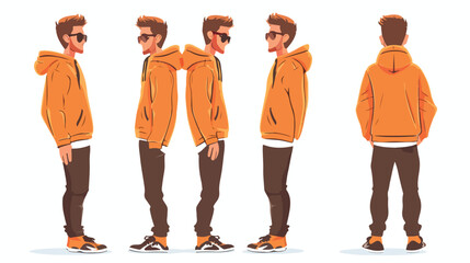 Cute man wearing hoodie and sunglasses. Stylish guy