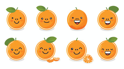 Cute oranges. Emoji orange. Smile vegetable. Isolat