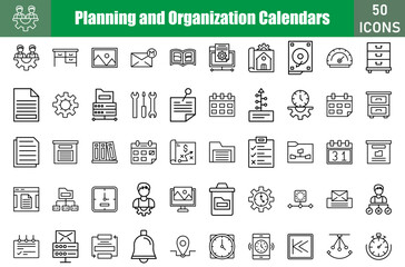 Planning and Organization Calendars Icons Set.Web and mobile icons.Vector illustration