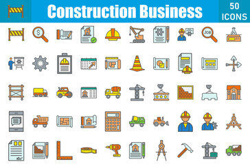 Construction Bussiness Icons Set.Web and mobile icons.Vector illustration